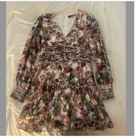 ⭐️ Ruffle Peasant V Neck Hipster Wedding Formal Classy Party Hippie Glam Dress - Picture 2 of 8